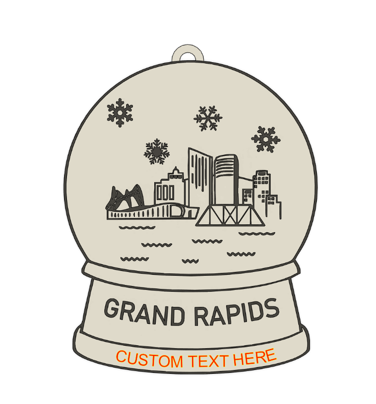 Grand Rapids Skyline Snow Globe Ornament – 3D Printed Keepsake